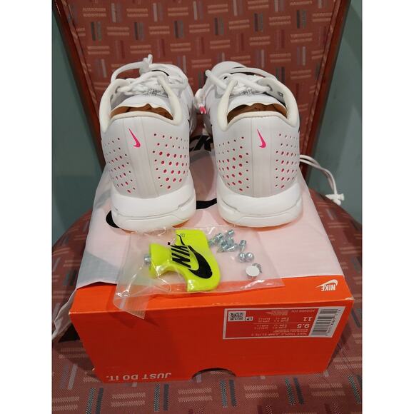New Men's 9.5 Nike TJ Triple Jump Elite 2 Track Shoes White Black Spikes - Picture 4 of 10
